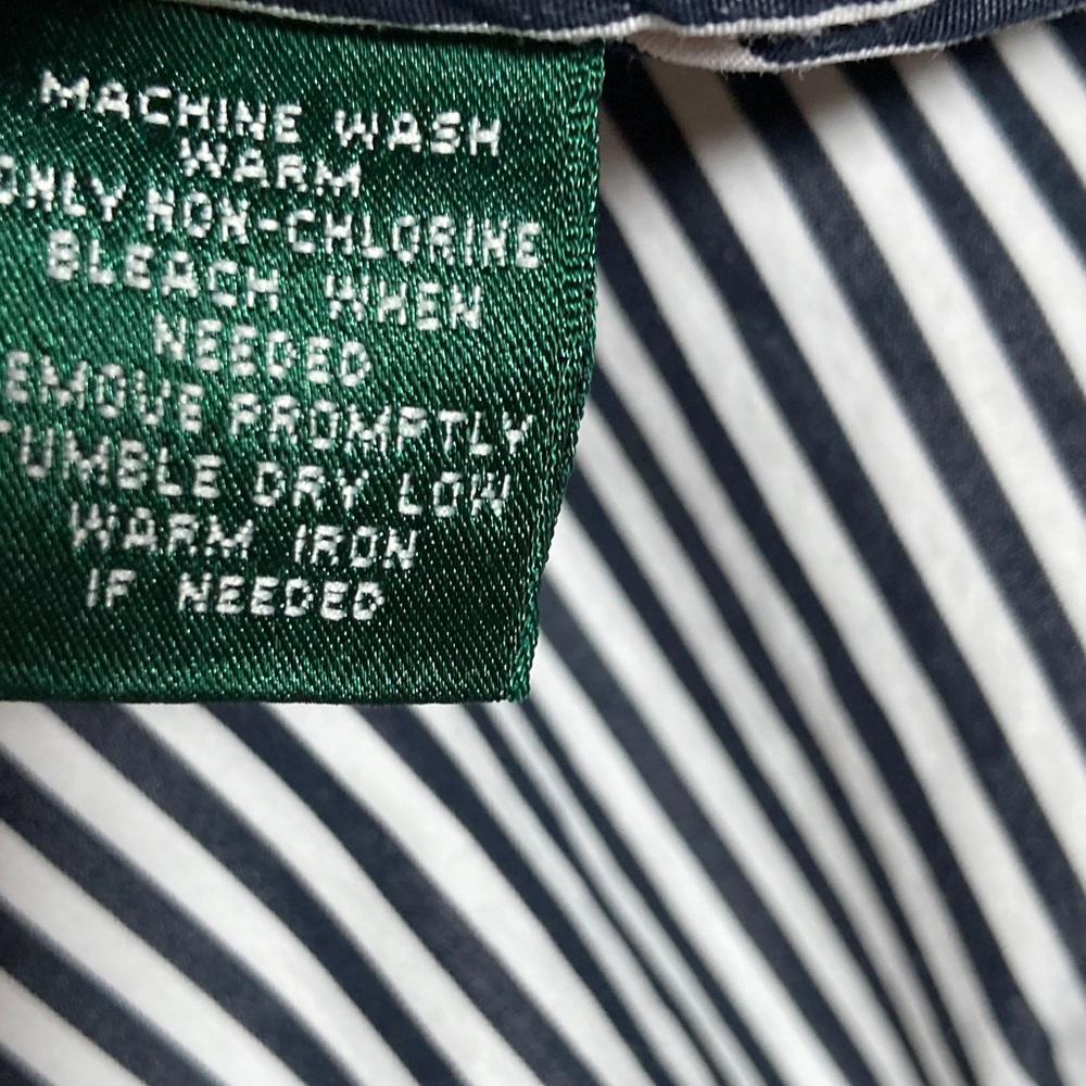 Vintage Lauren Ralph Lauren Striped "Banker" Shirt – Black & White Sz 1x - Picture 3 of 15
